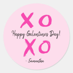 Pegatina Redonda XOXO personalizado - Feliz Día de Galentine