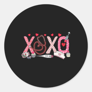 Pegatina Redonda Xoxo Xo Enfermera Valentine Hombres Mujeres Niños