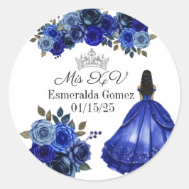 Pegatina Redonda XV pegatinas azul real