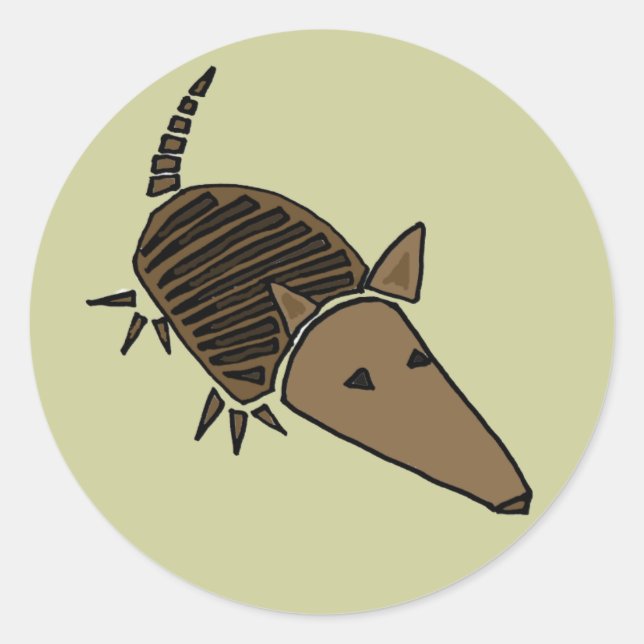 Pegatina Redonda XX- Funky Armadillo Art (Anverso)