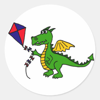Pegatina Redonda XX- Hilarante cometa voladora de dragones