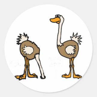 Pegatina Redonda XX- Ostriches en arena