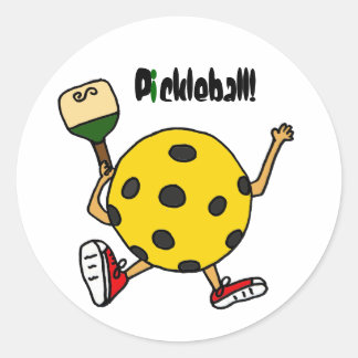 Pegatina Redonda XX- Personaje divertido de baloncesto