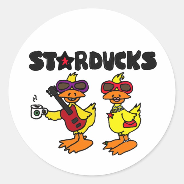 Pegatina Redonda XX- Personalizado del pato de Starducks (Anverso)