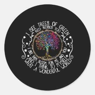Pegatina Redonda Y Creo Que Un Mundo Maravilloso Cita A M