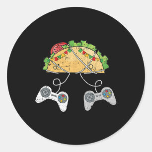Pegatina Redonda Y el videojuego Tacos Cinco De Mayo