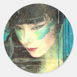 Pegatina Redonda Y Ella Espera