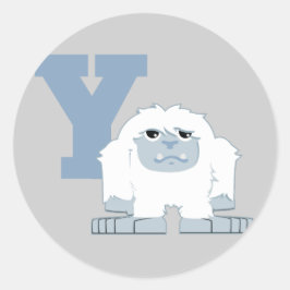 Pegatina Redonda Y es para Yeti Cute Personalizado Yeti Monster
