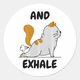 Pegatina Redonda Y Gato De Yoga Exhalando Comfort Colors Adulto Pes