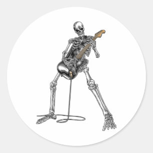 Pegatina Redonda Y Guitarra De Rock Y Roll Para Hombres Y Tee