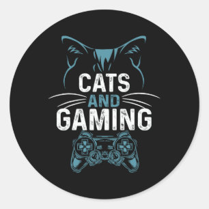 Pegatina Redonda Y Juego De Videojuego De Gaming Cute De Gato Lover