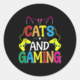 Pegatina Redonda Y Juego Para El Juego De Videojuego Cat Lover