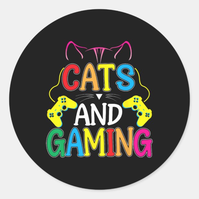 Pegatina Redonda Y Juego Para El Juego De Videojuego Cat Lover (Anverso)