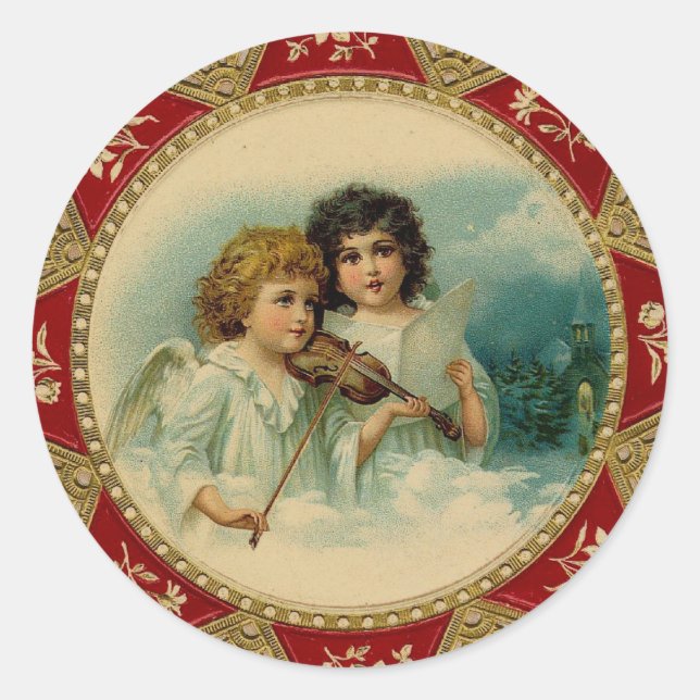 Pegatina Redonda Y Los Ángeles Cantan - Festividades (Anverso)