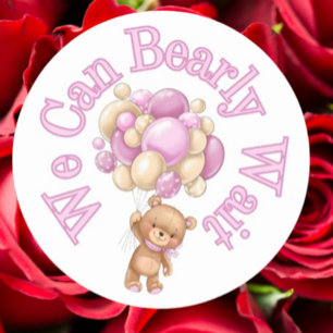 Pegatina Redonda Ya podemos esperar chica Baby Shower
