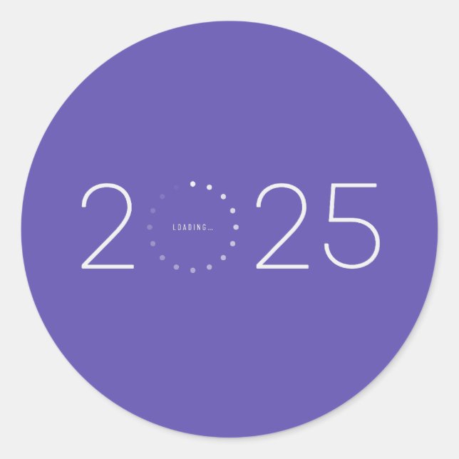 Pegatina Redonda Ya se está cargando el año 2025 (Anverso)