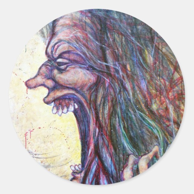 Pegatina Redonda Ya terminamos siendo el telón de fondo (Anverso)