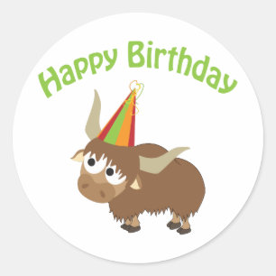 Pegatina Redonda Yacs del feliz cumpleaños