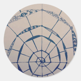 Pegatina Redonda yaei spiderwebs art 
