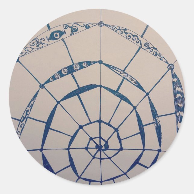 Pegatina Redonda yaei spiderwebs art  (Anverso)