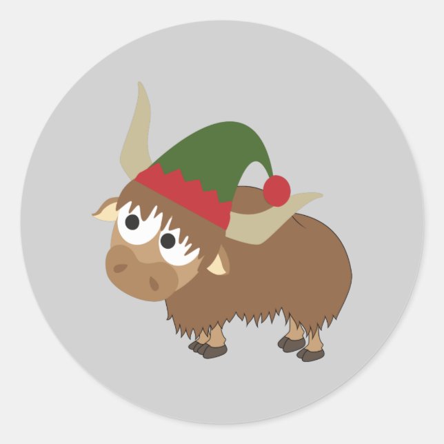 Pegatina Redonda Yak Navidades Elf (Anverso)