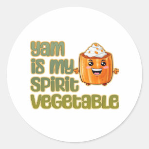 Pegatina Redonda Yam es mi espíritu Vegetable clásico