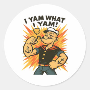 Pegatina Redonda Yam Lo Que Yam Popeye Personalizado Cita Clásica