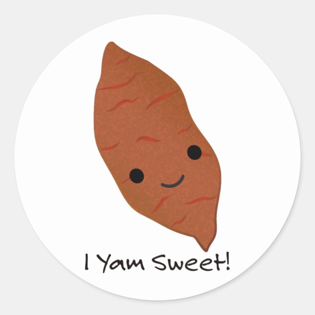 Pegatina Redonda Yam Sweet Cute kawaii Sweet Potato (Anverso)