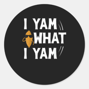 Pegatina Redonda Yam What I Yam Design - Sweet Potato Lover Desig