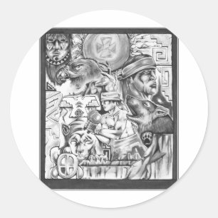 Pegatina Redonda Yaqui Vision