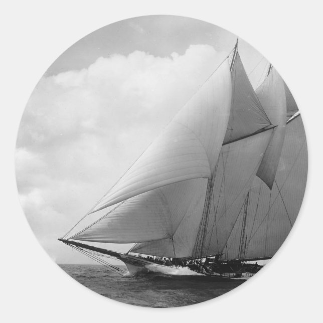 Pegatina Redonda Yate América c1910 (Anverso)