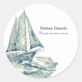 Pegatina Redonda Yate Azul en memoria