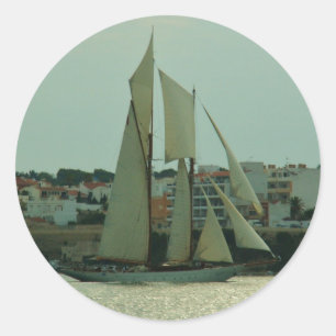 Pegatina Redonda Yate clásico