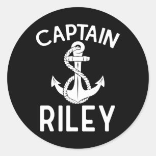 Pegatina Redonda yate de vela del capitán Riley barco barco