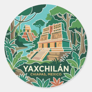 Pegatina Redonda Yaxchilán México
