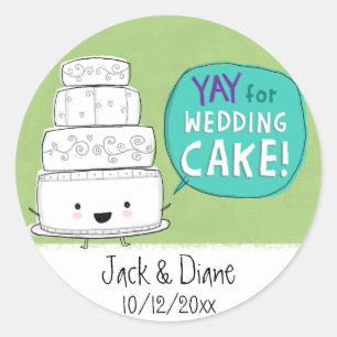 Pegatina Redonda ¡YAY por la tarta de boda! Personalizable