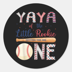 Pegatina Redonda Yaya de One Little Rookie Baseball cumpleaños 1