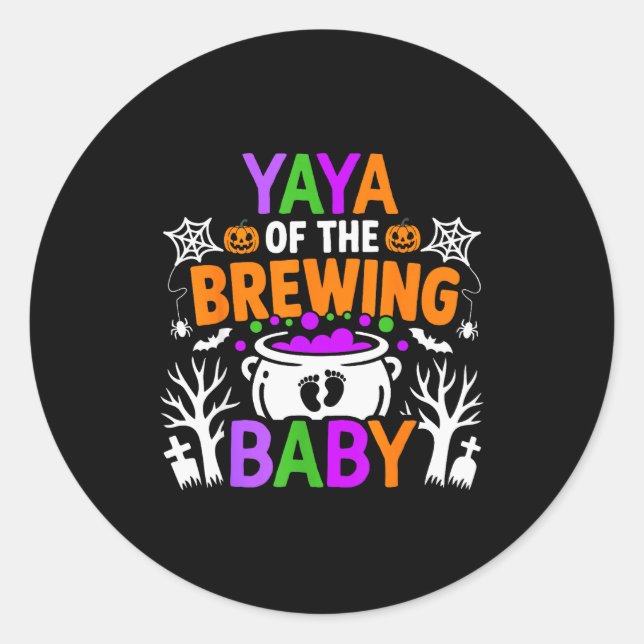 Pegatina Redonda Yaya Of The Brewing Baby Halloween Costume  (Anverso)