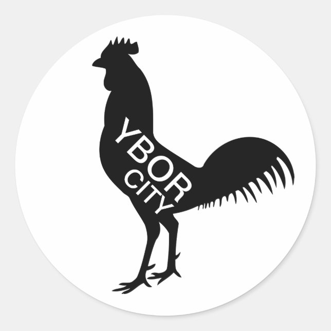 Pegatina Redonda Ybor City Rooster (Anverso)