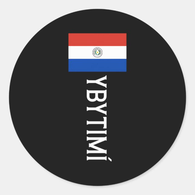 Pegatina Redonda Ybytimã Bandera Paraguay Emblem Escudo Bandera Esc (Anverso)