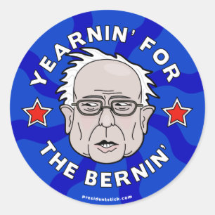 Pegatina Redonda Yearnin' para el Bernin', Bernie Sanders Sheet