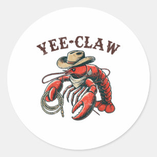Pegatina Redonda ¡Yee Claw! Fundadoso festival de marisco Cajun