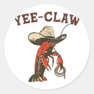 Pegatina Redonda Yee Claw Funny Crawfish Cajun Seafood Festival