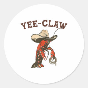 Pegatina Redonda Yee Claw Funny Crawfish Cajun Seafood Festival