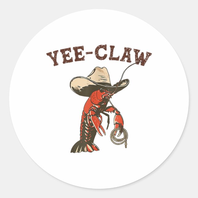 Pegatina Redonda Yee Claw Funny Crawfish Cajun Seafood Festival (Anverso)
