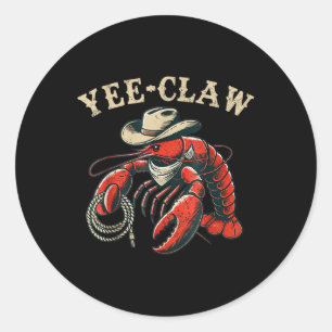 Pegatina Redonda Yee Claw Funny Crawfish Cajun Seafood Festival