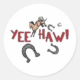 Pegatina Redonda Yee Haw Bucking Horse