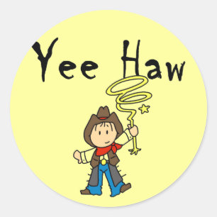 Pegatina Redonda Yee Haw Cowboy camisetas y regalos