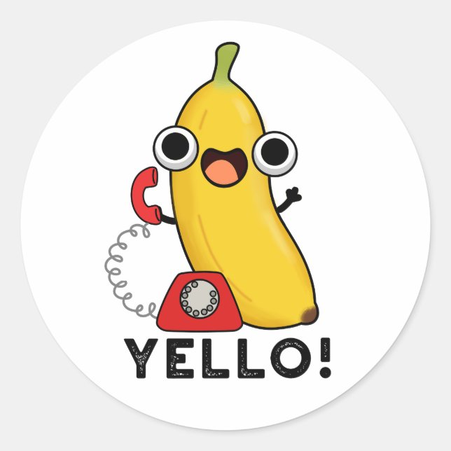 Pegatina Redonda Yello Funny Fruit Yellow Banana Pun (Anverso)