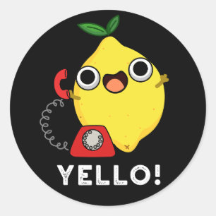 Pegatina Redonda Yello Funny Lemon Amarillo Pun Dark BG
